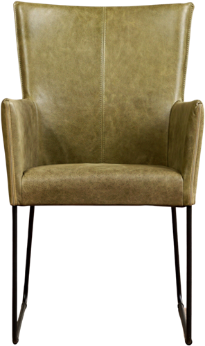 Leren eetkamerstoel Mate - met armleuning en design U-poot - Vintage Leer Olive-2