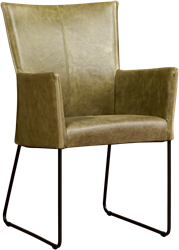Leren eetkamerstoel Mate - met armleuning en design U-poot - Vintage Leer Olive