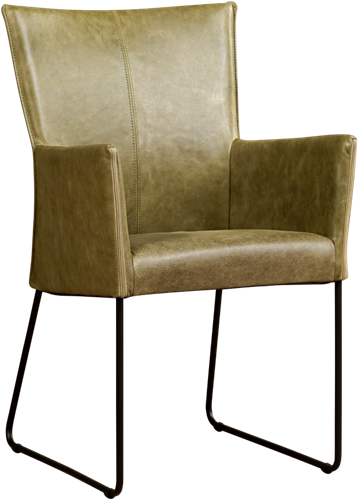 Leren eetkamerstoel Mate - met armleuning en design U-poot - Granada leer Graphite