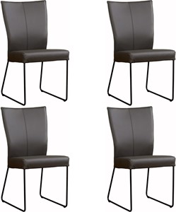 Set van 4 Leren eetkamerstoelen Mate