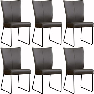 Set van 6 Leren eetkamerstoelen Mate