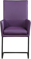 Leren eetkamerstoel Ruler - met armleuning en sledepoot vierkant - Toledo Leer Aubergine - Poot - Zwart-2