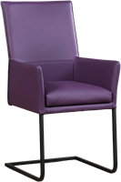 Leren eetkamerstoel Ruler - met armleuning en sledepoot vierkant - Toledo Leer Aubergine - Poot - Zwart