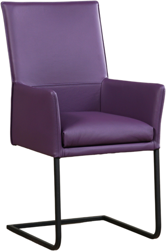 Leren eetkamerstoel Ruler - met armleuning en sledepoot vierkant - Toledo Leer Aubergine - Poot - Zwart