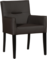 Leren eetkamerstoel Look - met houten zwarte poten - Toledo Leer Caffe - Kleur poot, zwart