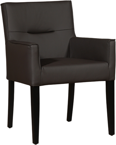 Leren eetkamerstoel Look - met houten zwarte poten - Toledo Leer Smog - Kleur poot, zwart