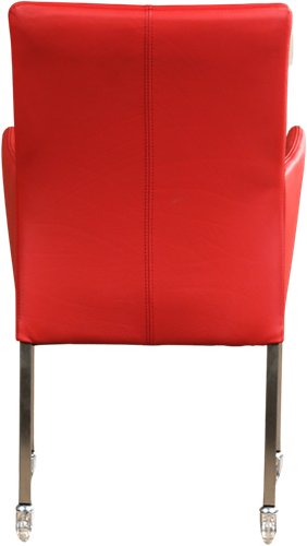 Leren eetkamerstoel Comfort - met wieltjes en armleuning - Toledo Leer Ducati - Poot - Vierkant - RVS - Skate wiel transparant-3