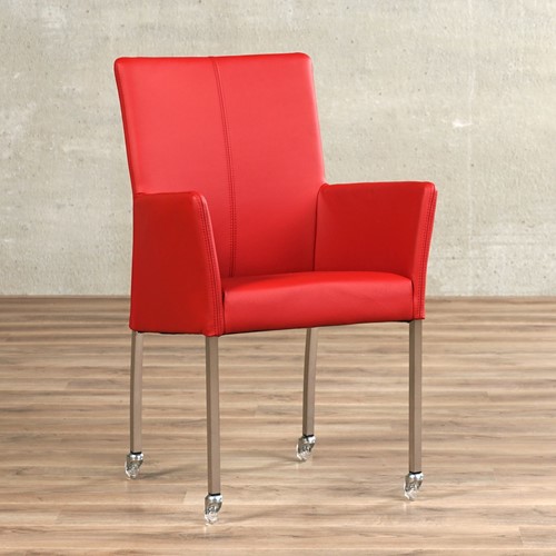 leren eetkamerstoel comfort met wieltjes en armleuning toledo leer ducati poot vierkant rvs skate wiel transparant shopx