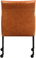 Leren eetkamerstoel Desire - met wieltjes en armleuning - Vintage Leer Cognac - Poot - Zwart - Skate wiel zwart-3