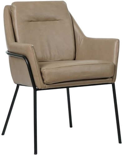 Leren design eetkamerstoel Mix - Granada Taupe (taupe/bruin)