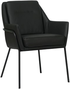 Zwarte leren industriële design eetkamerstoel Mix - Toledo Leer Nero (zwart leer)