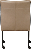 Leren eetkamerstoel More - met wieltjes en armleuning - Granada leer Taupe - Kleur poot, zwart - Skate wiel zwart-3