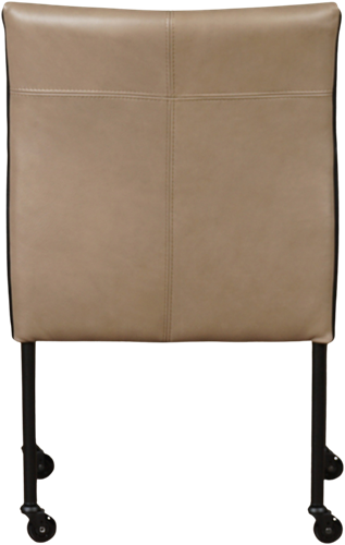 Leren eetkamerstoel More - met wieltjes en armleuning - Granada leer Taupe - Kleur poot, zwart - Skate wiel zwart-3