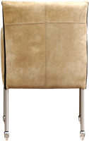 Leren eetkamerstoel More - met wieltjes en armleuning - Kenia Leer Taupe - Poot - RVS - Skate wiel transparant-3