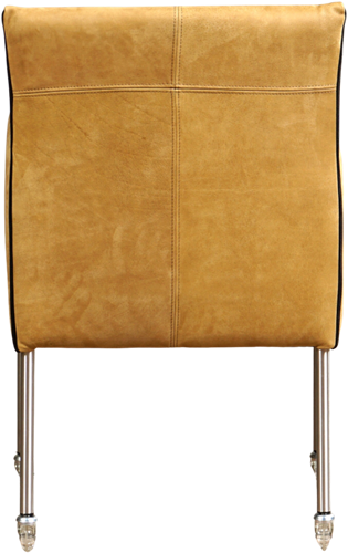 Leren eetkamerstoel More - met wieltjes en armleuning - Kenia Leer Walnut - Poot - RVS - Skate wiel transparant-3