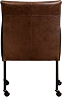 Leren eetkamerstoel More - met wieltjes en armleuning - Vintage Leer Brown - Poot - Zwart - Skate wiel zwart-3