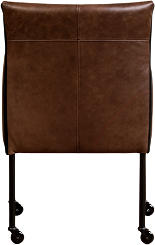 Leren eetkamerstoel More - met wieltjes en armleuning - Vintage Leer Brown - Poot - Zwart - Skate wiel zwart-3