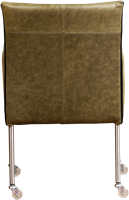Leren eetkamerstoel More - met wieltjes en armleuning - Vintage Leer Olive - Poot - RVS - Skate wiel transparant-3