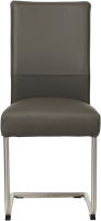 Leren eetkamerstoel Piece sledepoot rond - Toledo Antracite (donkergrijs) - Kleur poot, RVS-2