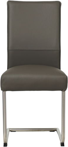 Leren eetkamerstoel Piece sledepoot rond - Hermes Antracite (donkergrijs) - Kleur poot, RVS-2