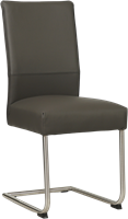 Leren eetkamerstoel Piece sledepoot rond - Hermes Antracite (donkergrijs) - Kleur poot, RVS