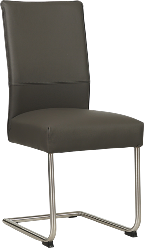 Leren eetkamerstoel Piece sledepoot rond - Hermes Antracite (donkergrijs) - Kleur poot, RVS