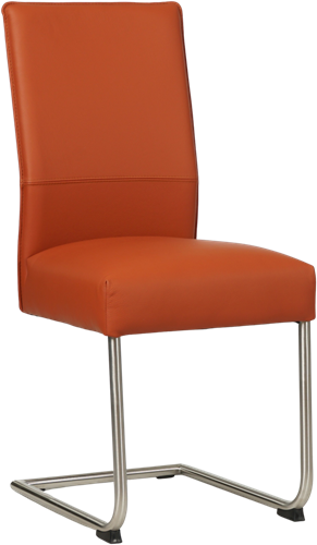 Leren eetkamerstoel Piece sledepoot rond - Toledo Cotto (cognac) - Kleur poot, RVS