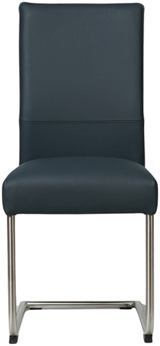 Leren eetkamerstoel Piece sledepoot rond - Toledo Marine (blauw) - Kleur poot, RVS-2