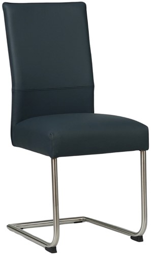Leren eetkamerstoel Piece sledepoot rond - Granada Ash (grijs/bruin) - Kleur poot, zwart