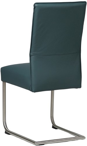 Leren eetkamerstoel Piece sledepoot rond - Toledo Whale (blauw/grijs) - Kleur poot, RVS-3
