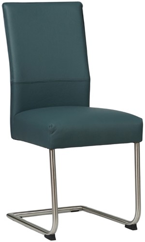 Leren eetkamerstoel Piece sledepoot rond - Toledo Whale (blauw/grijs) - Kleur poot, RVS