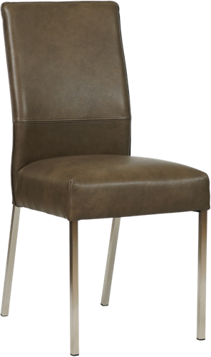 Leren eetkamerstoel Real - Granada leer Ash - Kleur poot, RVS
