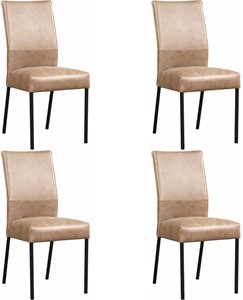 Set van 4 Leren eetkamerstoelen Real