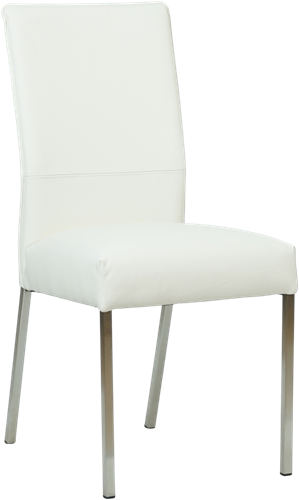Leren eetkamerstoel Real - Toledo Leer Bianco - Kleur poot, RVS