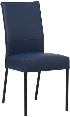 Leren eetkamerstoel Real - Toledo Leer Kobalt - Kleur poot, zwart