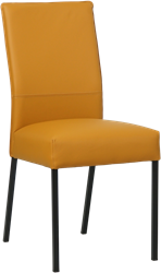Leren eetkamerstoel Real - Toledo Leer Leem - Kleur poot, zwart