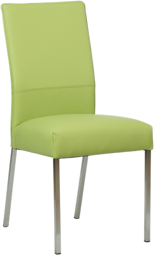 Leren eetkamerstoel Real - Hermes Leer Lime - Kleur poot, RVS