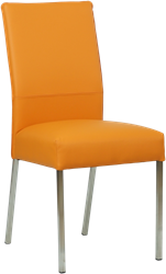 Leren eetkamerstoel Real - Toledo Leer Mandarin - Kleur poot, RVS