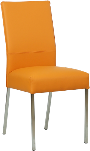 Leren eetkamerstoel Real - Toledo Leer Mandarin - Kleur poot, RVS