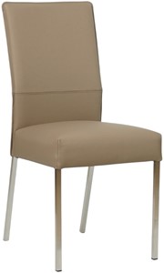 Taupe leren moderne eetkamerstoel Real - poot vierkant rvs - Toledo Leer Mocca (taupe leer)