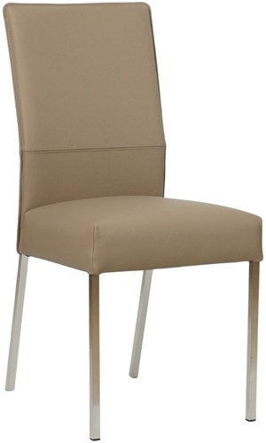 Leren eetkamerstoel Real - Toledo Leer Mocca - Kleur poot, RVS