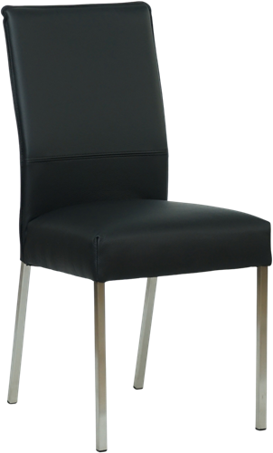 Leren eetkamerstoel Real - Toledo Leer Nero - Kleur poot, RVS