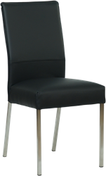Leren eetkamerstoel Real - Hermes Leer Nero - Kleur poot, RVS