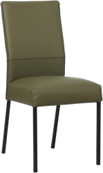 Leren eetkamerstoel Real - Toledo Leer Olive - Kleur poot, zwart