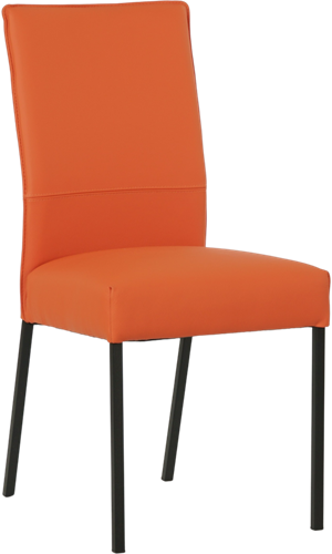 Leren eetkamerstoel Real - Toledo Leer Orange - Kleur poot, zwart