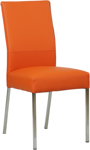 Leren eetkamerstoel Real - Toledo Leer Orange - Kleur poot, RVS