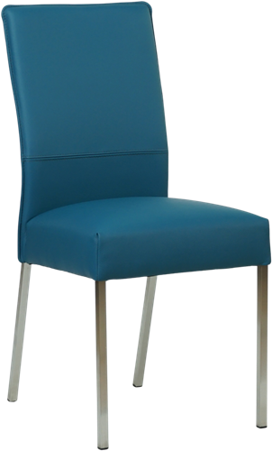 Leren eetkamerstoel Real - Toledo Leer Turquoise - Kleur poot, RVS