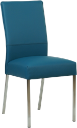 Leren eetkamerstoel Real - Hermes Leer Turquoise - Kleur poot, RVS