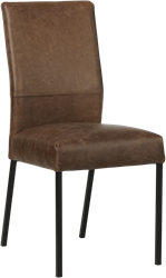 Leren eetkamerstoel Real - Vintage Leer Brown - Kleur poot, zwart
