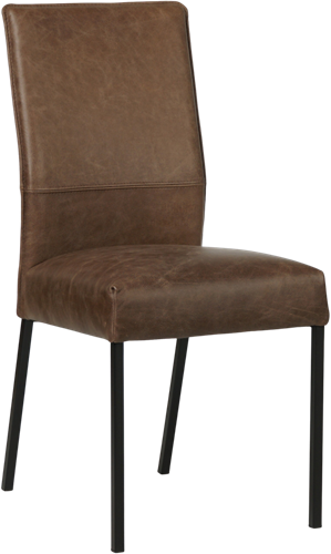 Leren eetkamerstoel Real - Vintage Leer Brown - Kleur poot, zwart